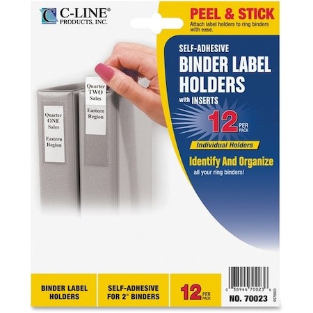C-Line Products C-Line 70023, SELF-ADHESIVE RING BINDER LABEL HOLDERS, TOP LOAD, 2 1/4 X 3 1/16, CLEAR,  CLI70023